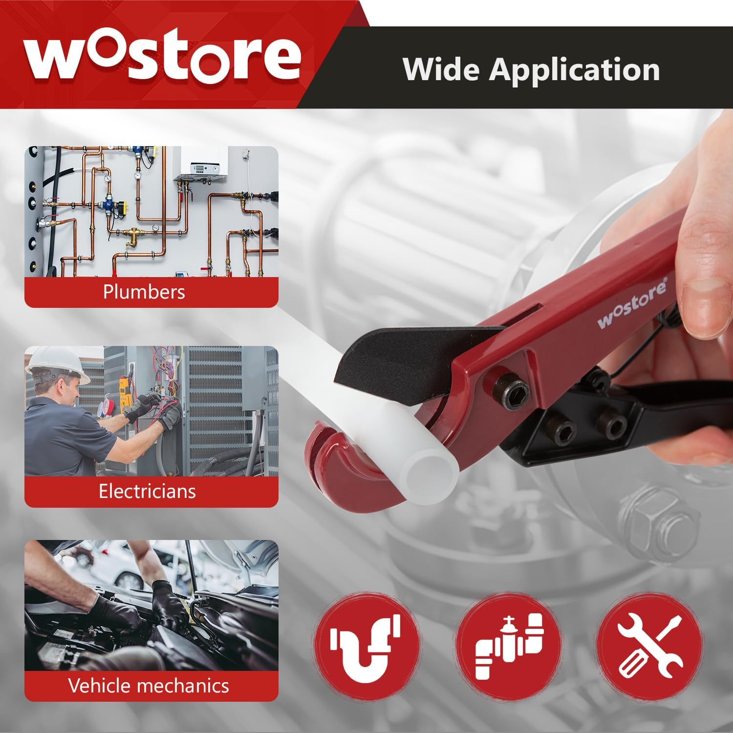 Wostore PEX Pipe Cutter Set Drip Line Include Plastic Pipe Cutter 1-1/4" Cutting Tool For PEX, PVC, PPR Hoses With Tube Cutter 1/8"to 7/8" Or 3-22mm, 3 Rolls Of 10 Meter PTFE Seal Tapes