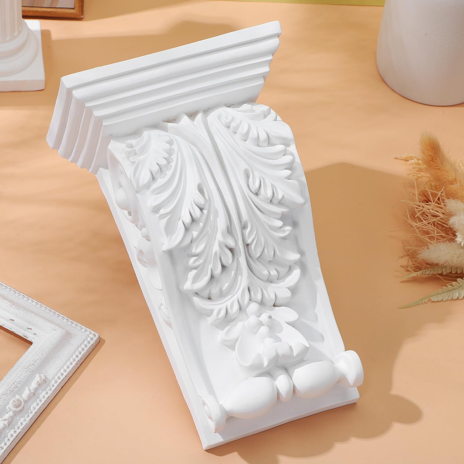 Ménsulas Clásicas de Estilo Europeo en Pu Blanco, Molduras de Madera Laburadas Ligeras para Embellecimiento del Hogar y Moldura para Esquina en Sala de Estar