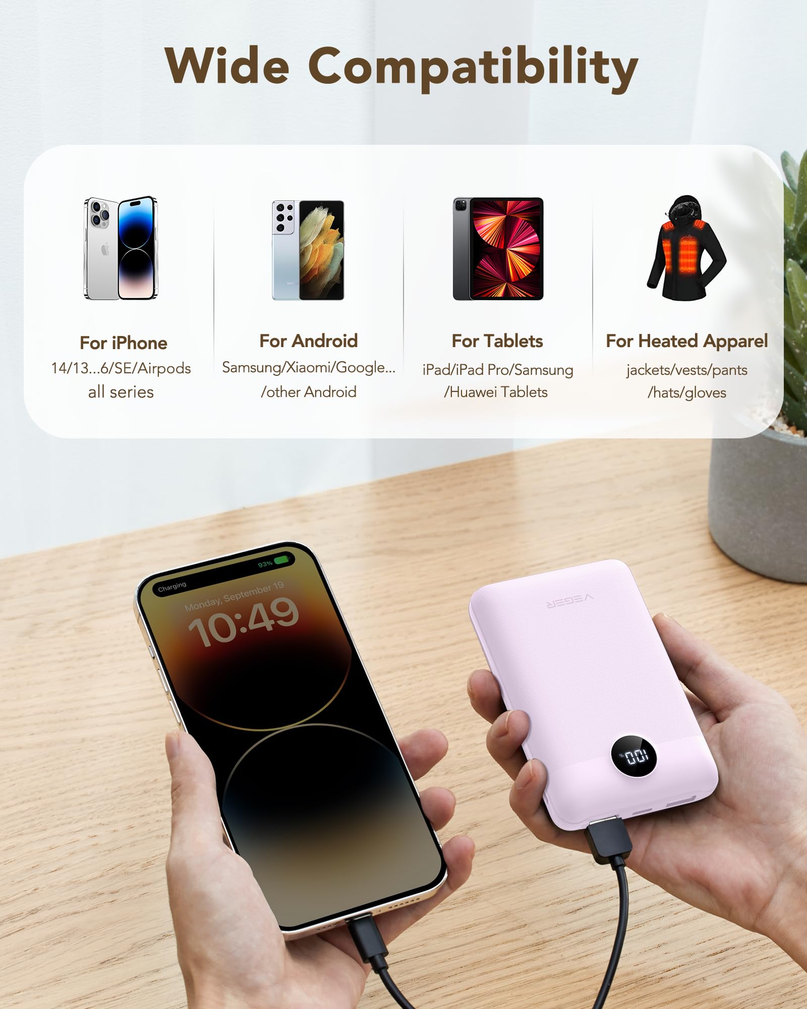 VEGER Power Bank 20000mAh, 22,5W Caricatore Ricarica Rapida PD3.0 QC4.0, Ingresso e uscite USB C Portatile Powerbank Display a LED compatibile con iPhone 14/13/12 iPad Android Huawei Xiaomi Tablet ecc