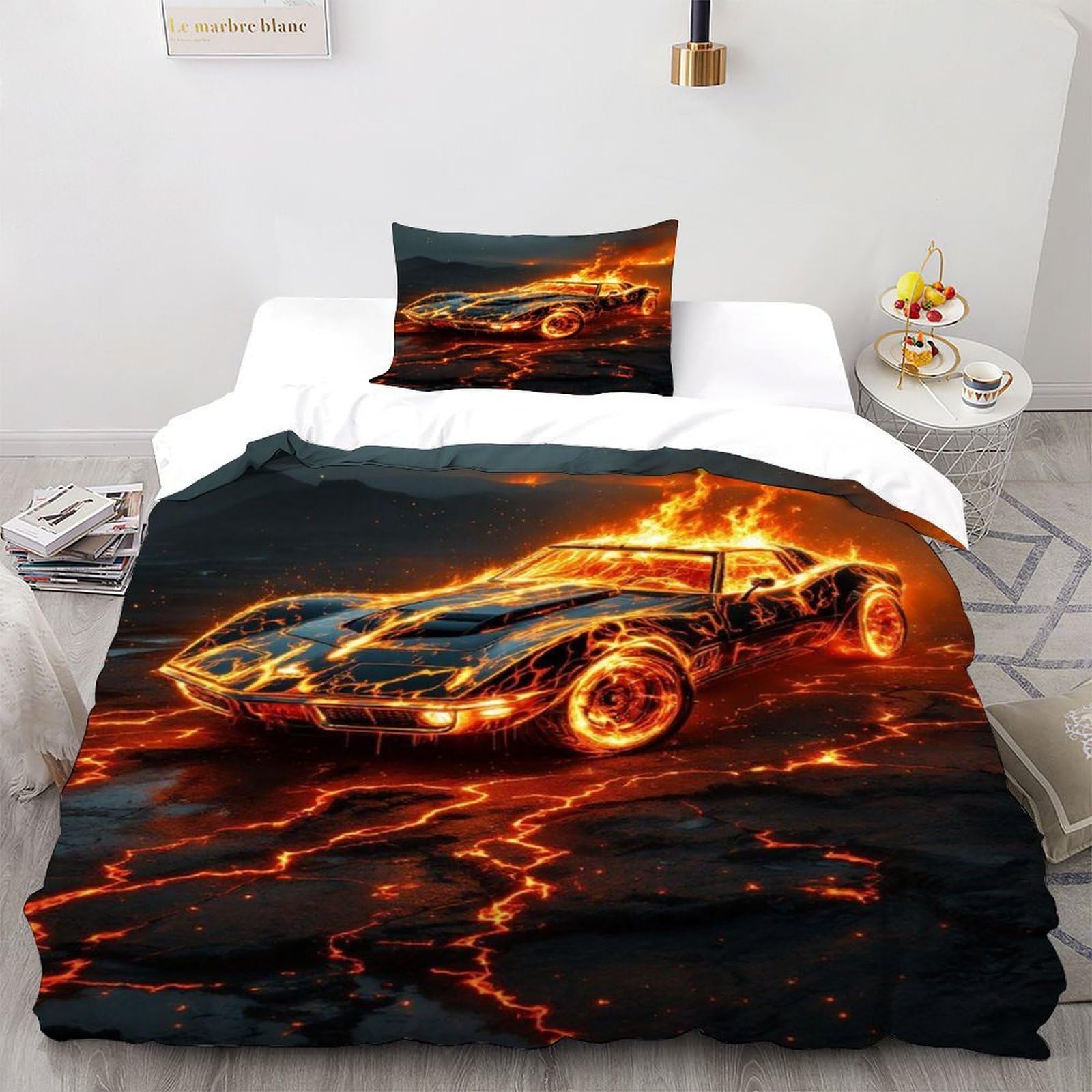 Parure de lit voiture sport 135x200cm finition zippée haut de gamme
