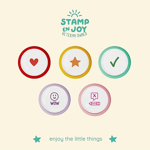 Miniatura 3 de Juego de 5 sellos de tinta autoadhesiva, sellos multicolor para profesores para aula, sellos para profesores, precintados, recargables (sellos de