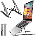 Laptop Stand, Aluminum Full Coverage Non-Slip Rubber Adjustable Ergonomic Portable Laptop Holder, Foldable Computer Stand 6 Angles Anti-Slip Laptop Riser Compatible with 4-17 inch Laptops