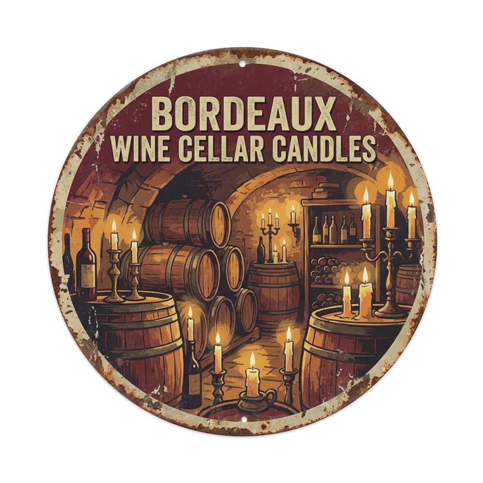 France Bordeaux Vineyard Travel Wine Cellar Candles Metal Tin Sign