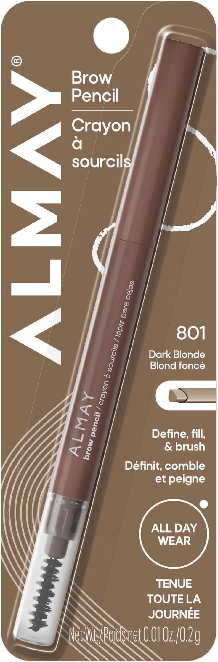 Brow Pencil, Eyebrow Makeup, Hypoallergenic, 801 Dark Blonde