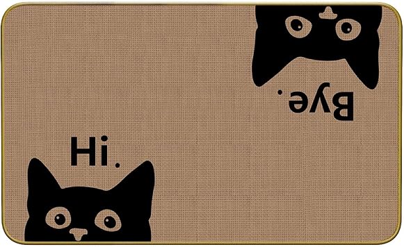 Mingnei Hi Bye Cat Welcome Doormat - Door Mat for Home Kitchen Entrance, Funny Black Cat Lover Floor Mat for Indoor/Outdoor Entryway Rug, 30x17 Brown
