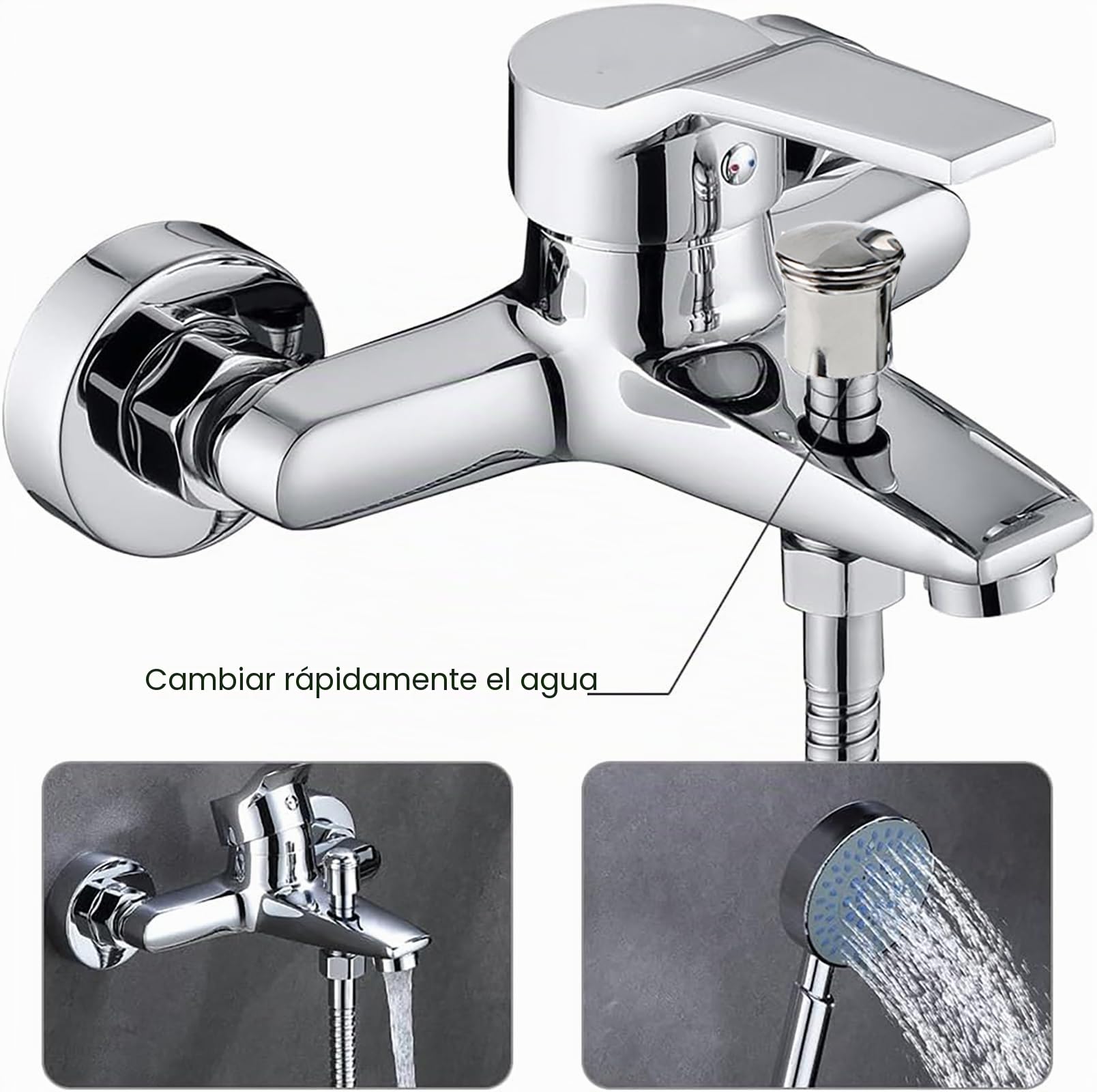 Grifo Ducha Monomando con Doble Salida,con Alcachofa 5 Funciones