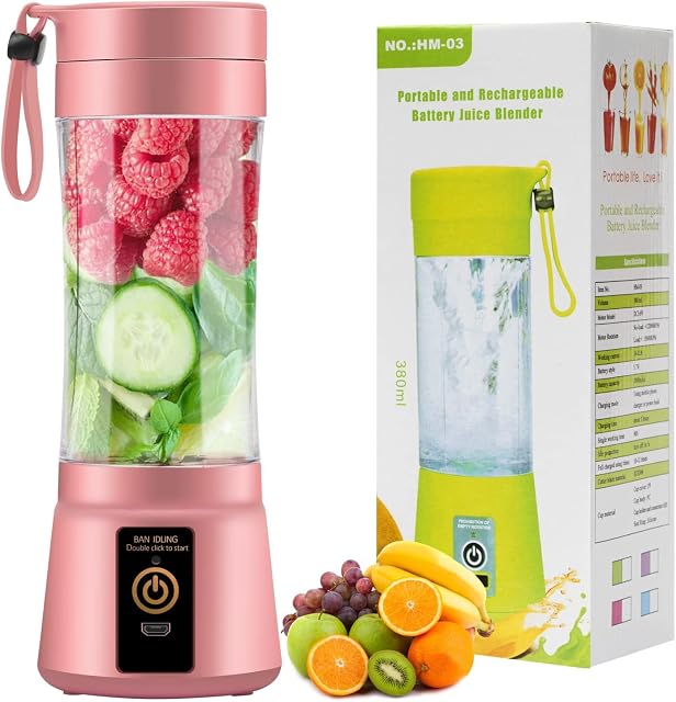 SERENITY HAIR SOLUTIONS Portable Blenders | Personal Blender for Shakes and Smoothies, Personal Size Blenders with Rechargeable USB, 380Ml Traveling Fruit Veggie Juicer Cup with 6 Blades, Great for Outdoors and Travel Batteries Not Included