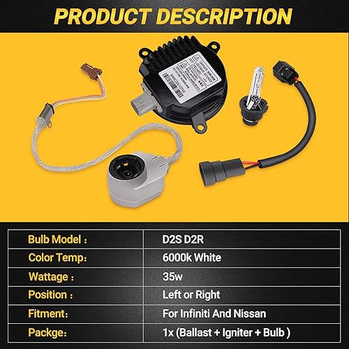 Miniatura 4 de 28474-89904 Unidad de control de balasto de faros delanteros HID de xenón con encendedor y bombilla D2S compatible con Nissan 350z Altima Murano