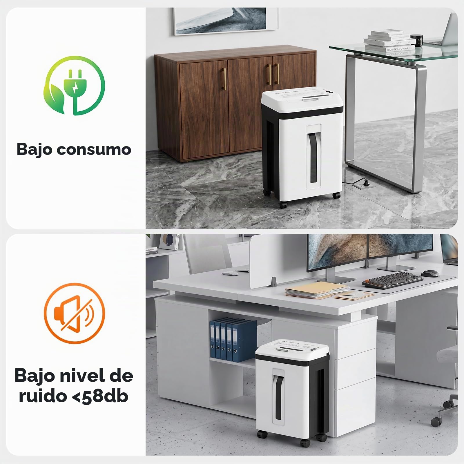 Trituradora de Papel con Alimentación Automática, 40 min Continuo, Nivel P-5, Destructora Eléctrica, Papelera 22L, para Oficina/Casa/Industrial/Hogar (150 Hojas)