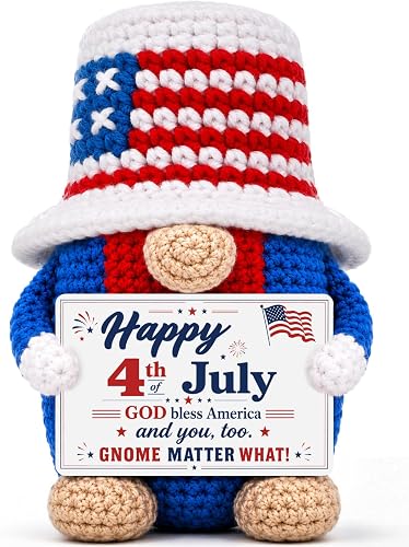 4th of July Independence Decorations - Patriotic USA Independence Day 250th 250 Years Anniversary Merchandise Crochet Gnomes Decor Gifts, Fourth of July Table Home Indoor, God Bless America