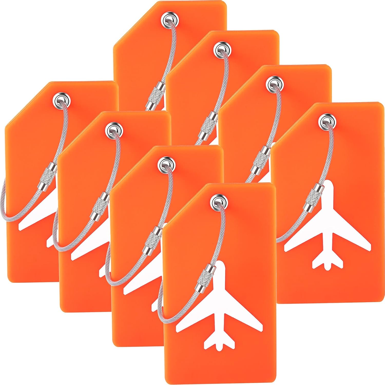 8 Pieces Luggage Tags Silicone Luggage suitcases Tags for Travel Luggage Name Tags Includes Name Cards with Partial Privacy Cover & Stainless Steel Loops for Secure Fastening (Orange) : Clothing, Shoes & Jewelry