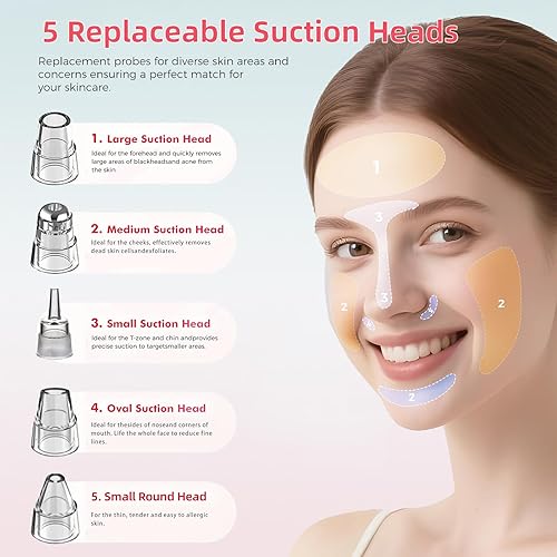 Miniatura 5 de Aspiradora removedor de puntos negros, extractor profesional de puntos negros para cara con 3 niveles de succión ajustables, limpieza de poros