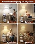 Floor Lamp with Table & Remote, Side Table with Charging Station, Dimmable Nightstand with 3 Color Temperatures, Open Shelves, 12W LED Bulb, End Table for Living Room, Bedroom(Rustic Brown)
