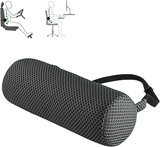 Lumbar Support Pillow for Office Chair Lumbar Roll for Chair, Breathable 3D Air Mesh Fabric, Lumbar Roll Pillow for Lower Back Back Roll Pillow with Adjustable Elastic Strap