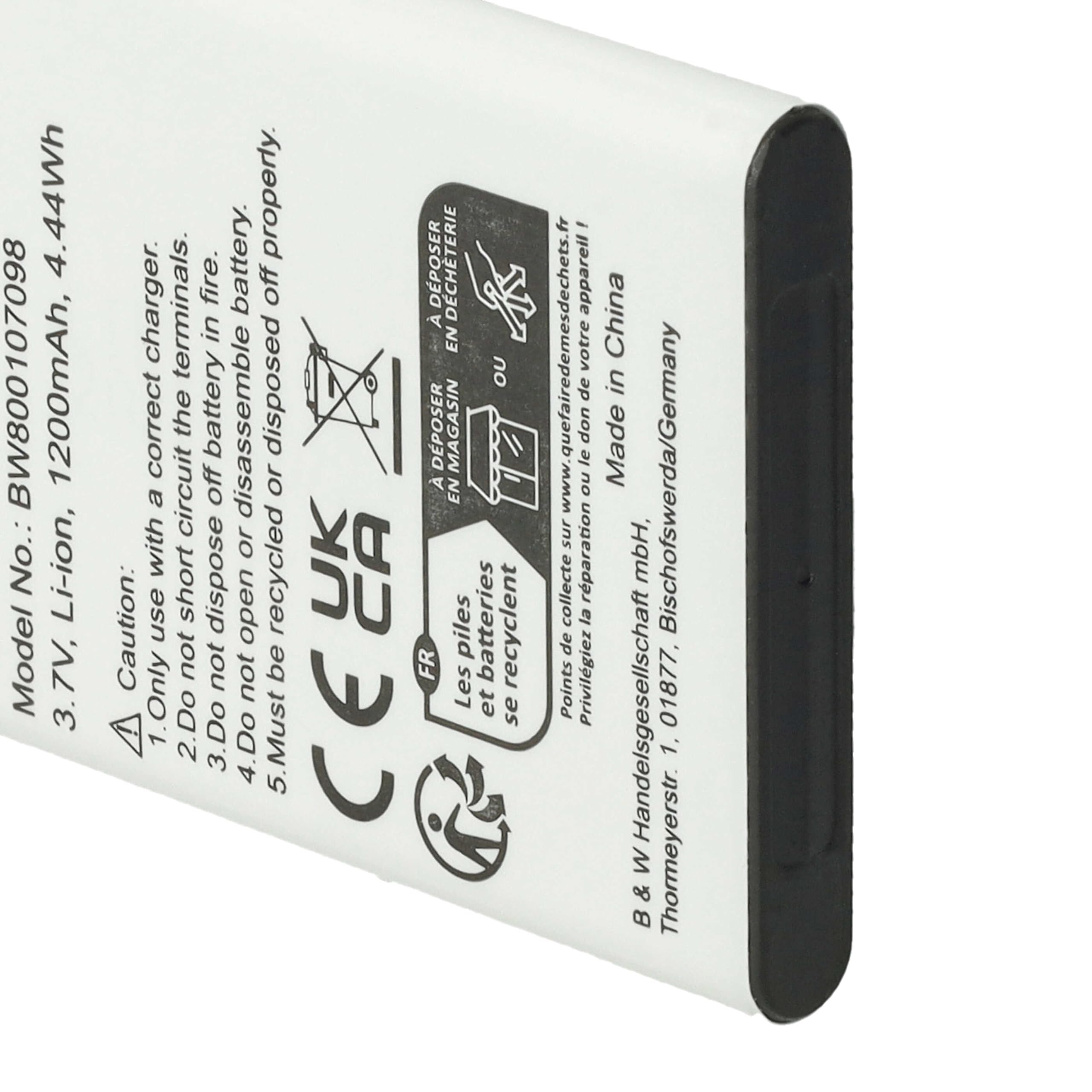 vhbw 1 x bateria wymienna BBK BK-BL-5C, BL-OS4, BP-MPB16, BP-75LI do smartfonów komórkowych (1200mAh, 3,7 V, Li-ion)