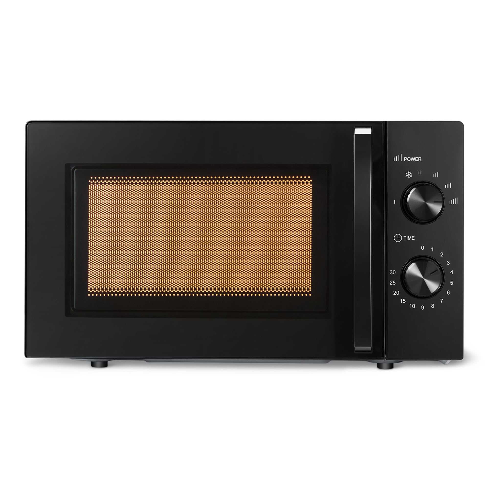 Amazon Basics Solo-Mikrowelle mit 6 Leistungsstufen und Auftaufunktion, 700W, 20l, schwarz