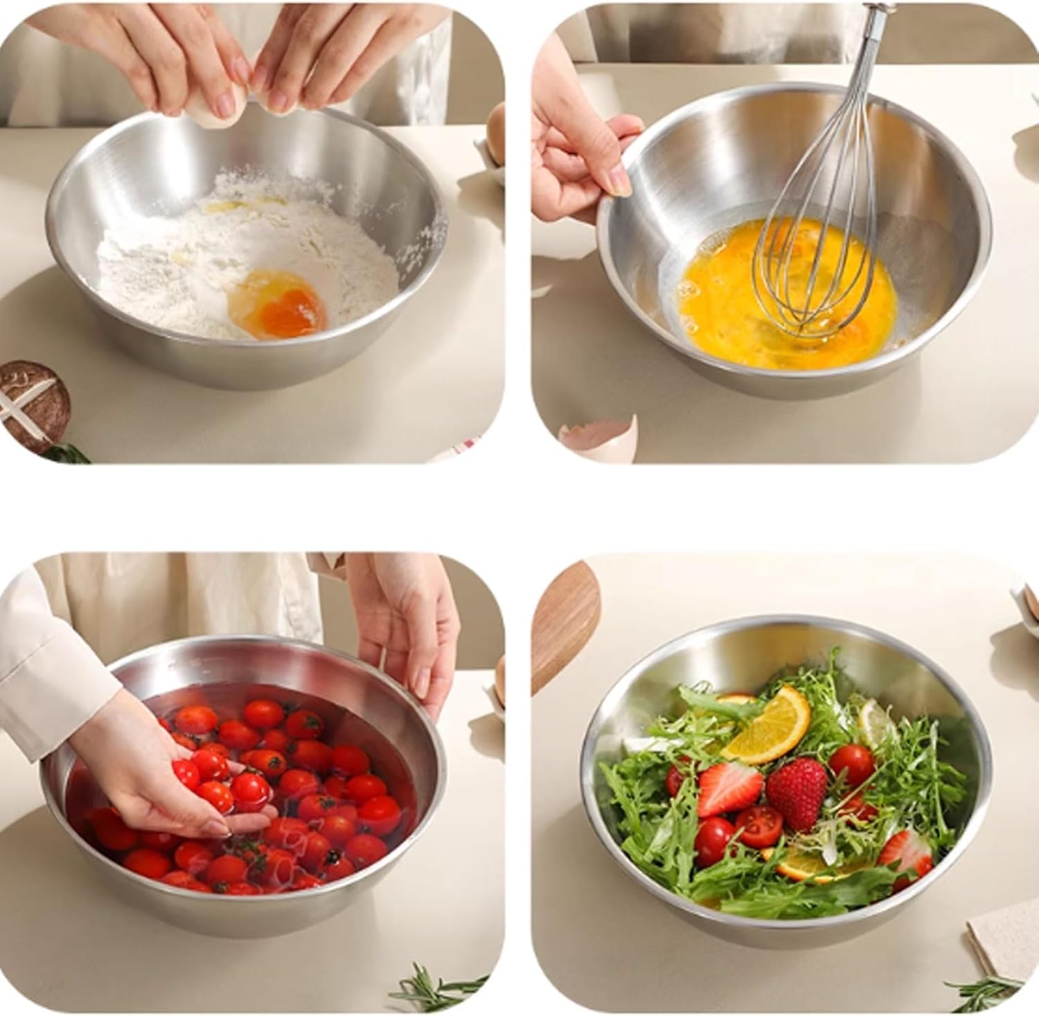 Stackable Stainless Steel Mixing Bowl For Home Kitchen Kneading Dough Salad Baking Multifunctional Mixing Bowl With Tick Marks multipurpose(X-Small)