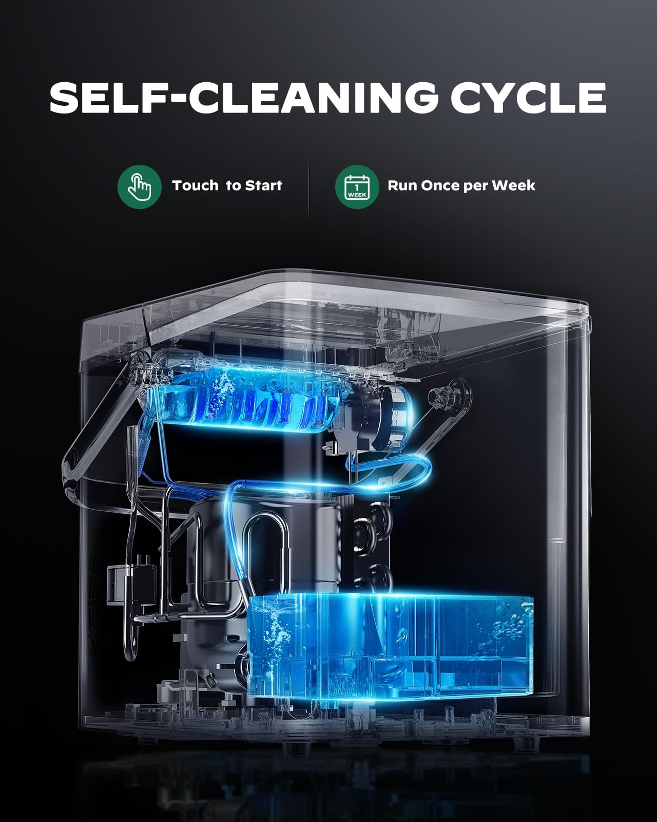 Silonn Countertop Ice Maker With Expanding Ice Basket, 9 Cubes In 6 Mins, 2.5l Ice Basket, Self-Cleaning Ice Maker With LED Touch Control, 2 Bullet Ice Sizes For Home, Kitchen, Office on Fridge.com - View 6