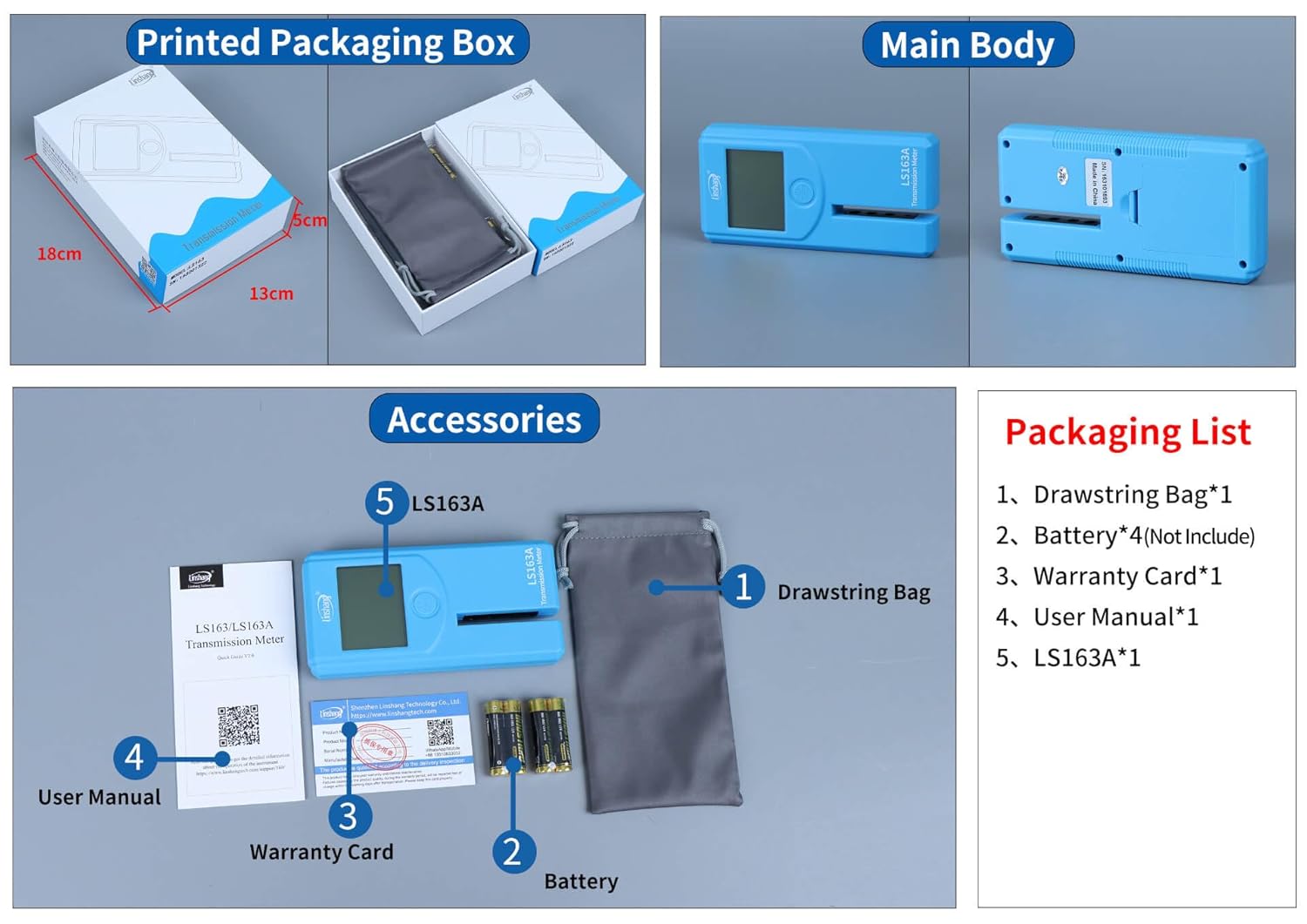 LS163 LS163A Window Tint Meter Solar Transmission Meters LS163 LS163A Stick-Film Glass Rotatable Display UV 365nm and IR 1400nm VLT 6mm Thickness(LS163A)