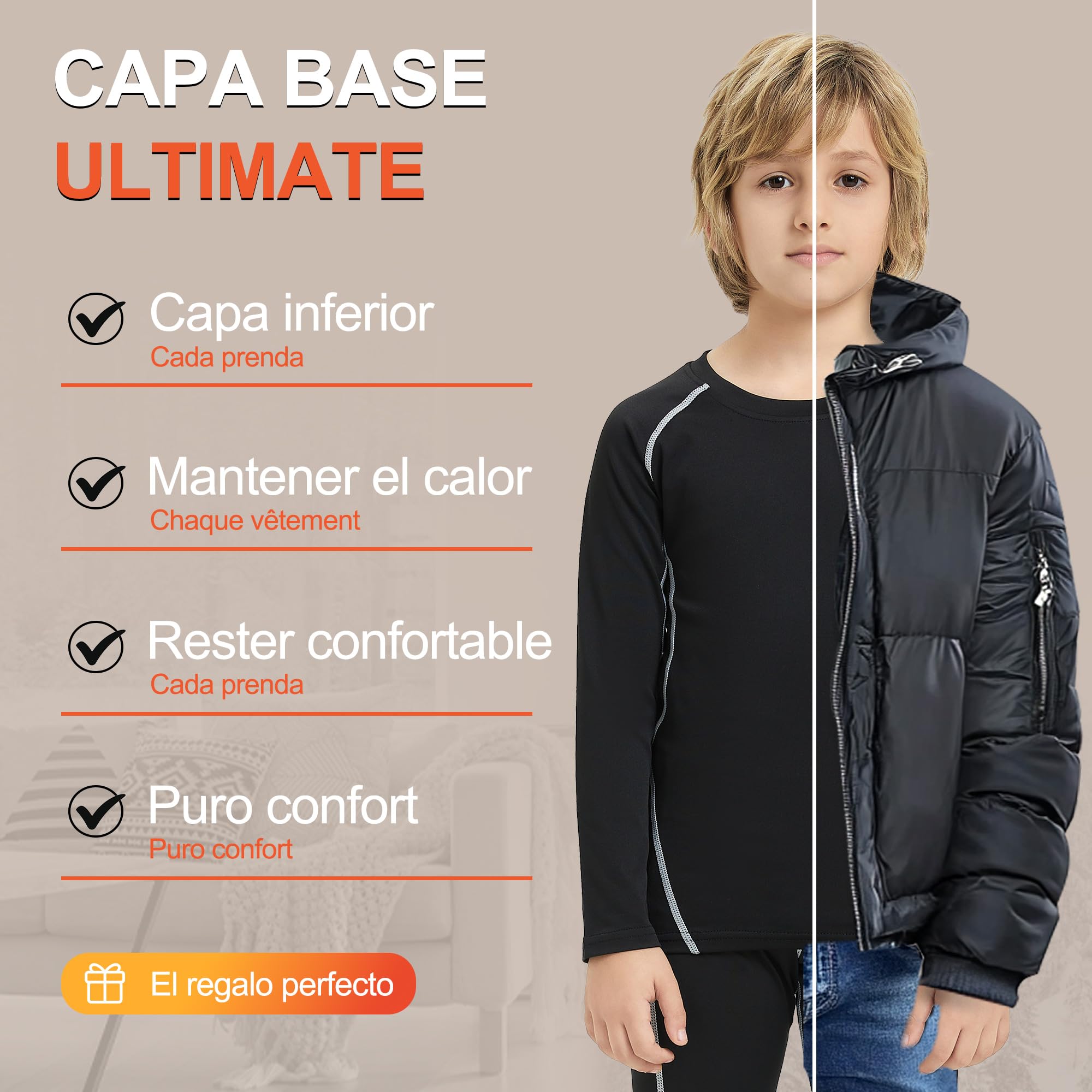 Conjunto Ropa Interior Térmica para Niños Niña Esqui Snowboard Running 110-170