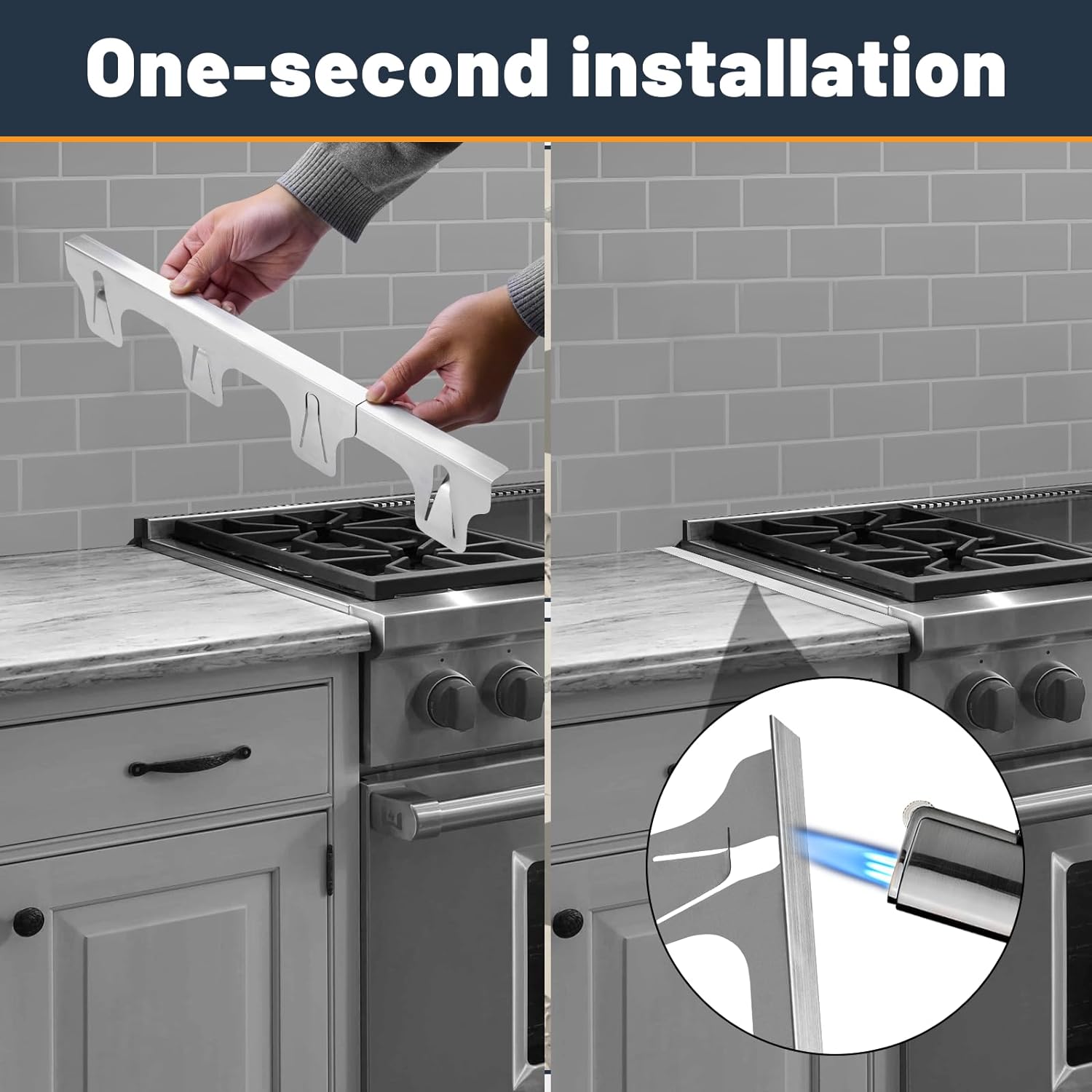 Stove Gap Filler, Stove Gap Covers Stainless Steel, Adjustable 13.8-27.5 in(2 Pack), Heat Resistant, Gas Stove Side Gap Protector, Silver