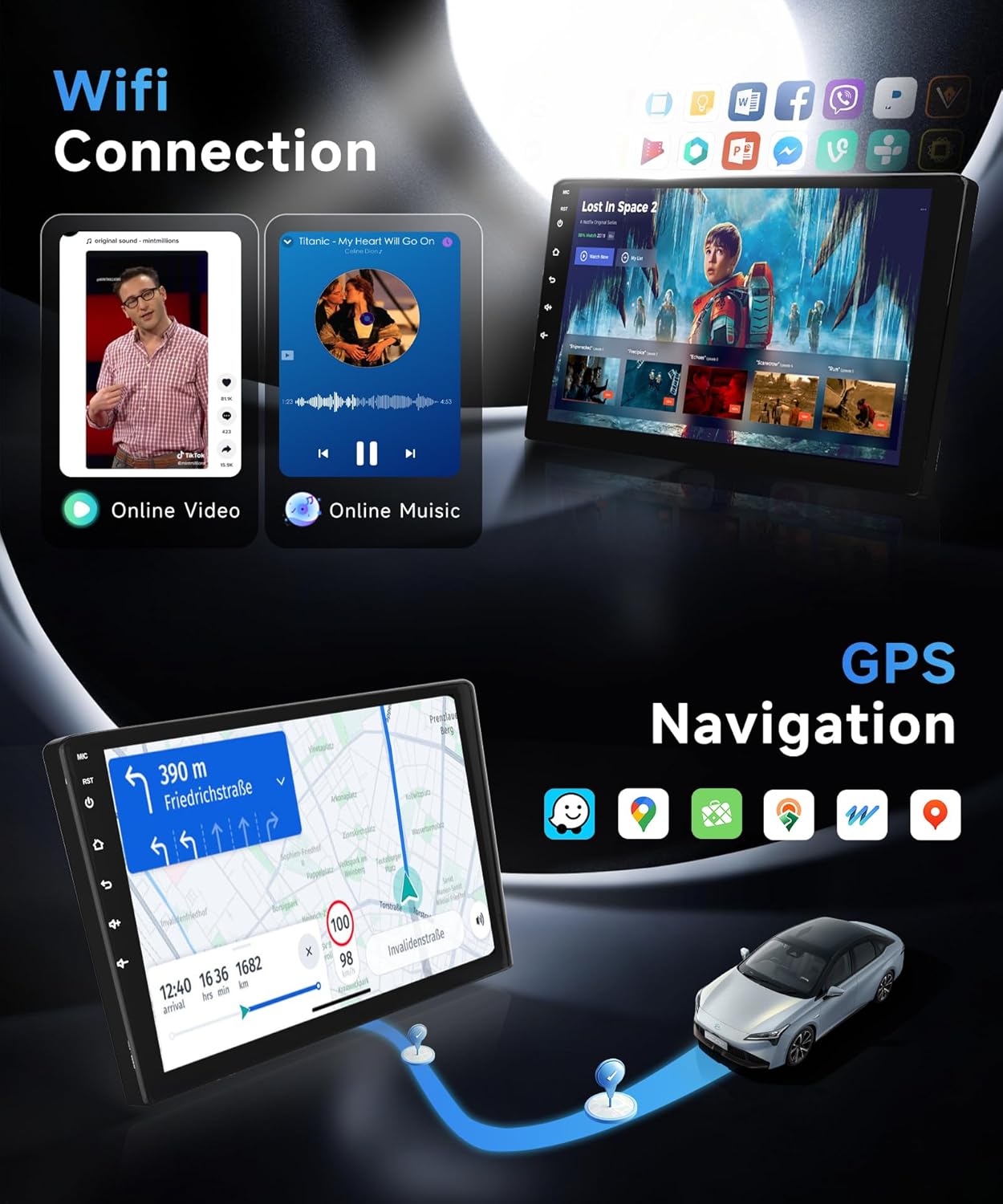 8 Core 6+128G Android Car Stereo for Mercedes Benz C-Class C180 C200 C230 C250 C300 C350 W204 S204 2006-2011 Wireless CarPlay Android Auto, 9" Touchscreen Bluetooth GPS WiFi FM DSP Backup Camera SWC