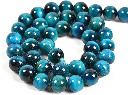 Miniatura 2 de 90 cuentas redondas sueltas de ojo de tigre aguamarina natural de 0.157 pulgadas (0.157 in), para fabricación de joyas, 1 hebra (ojo de tigre