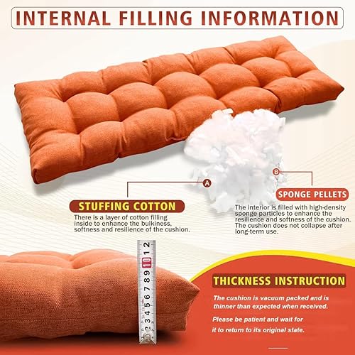 Miniatura 3 de LUXUCURE Cojines de banco personalizados para muebles de interior y exterior, cojín de asiento de ventana, cojín de repuesto suave copetudo con