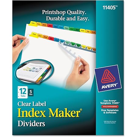 Amazon.com : Avery 11416 Clear Label Index Maker Dividers, 8.5 x 11 ...