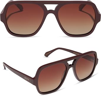 DIFF Layton Navigator Polarized Sunglasses for Men & Women UV400, Rugby Red | Oversized Fit, 100% UVA/UVB Protection, Brown Gradient Lens, Gradient Lenses, 57mm Lens Width, Trendy Designer Style