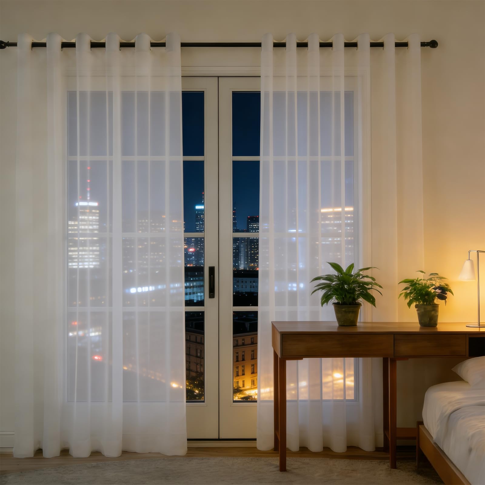 Voilage à oeillet pour chambre au fini effet lin texturé et design moderne