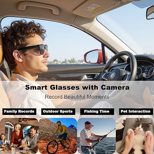 Miniatura 7 de Lentes inteligentes Bluetooth AI con cámara, gafas de cámara HD de 8 MP, gafas de sol de grabación de video 1080P, traducción en tiempo real,