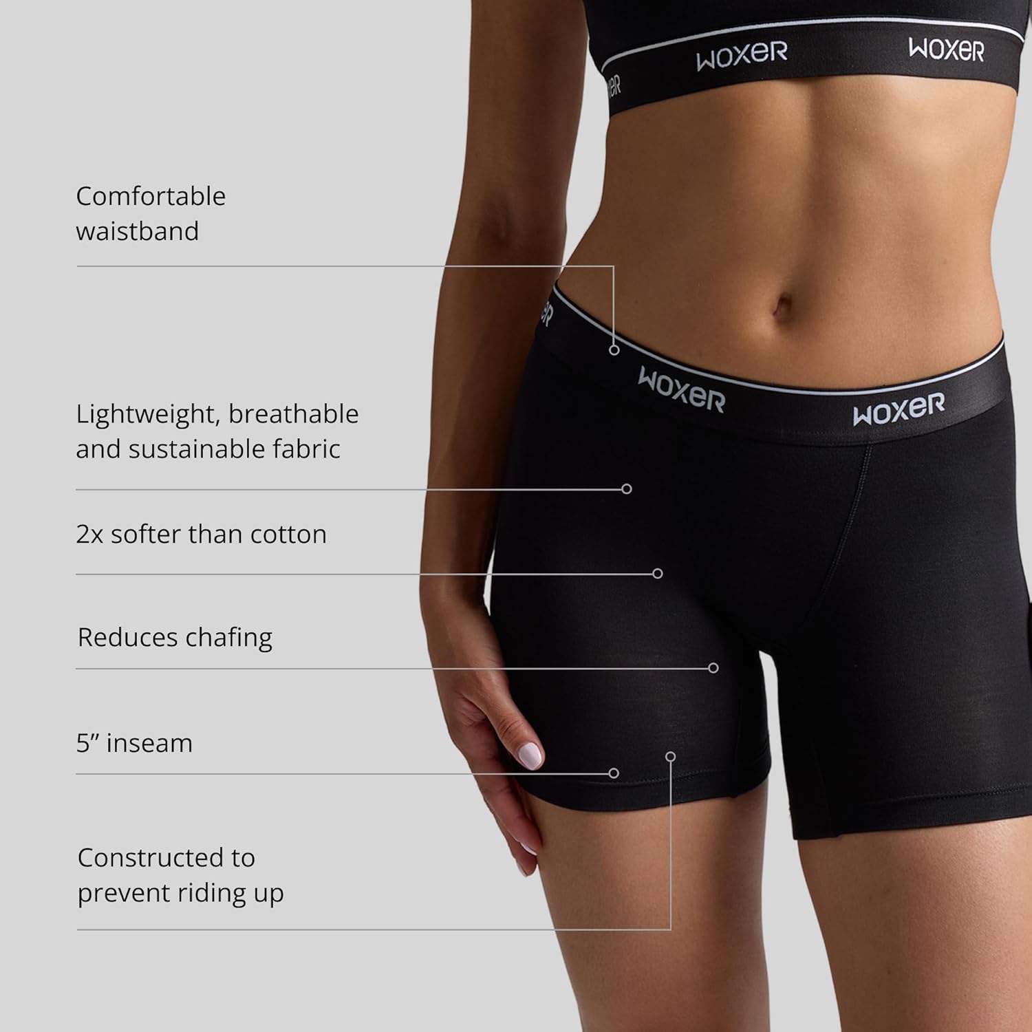 Woxer Boxer Shorts for Women - 5" Baller Boy Shorts Underwear, Soft Modal, Chafe Free - Breathable & Moisture-Wicking - Image 4