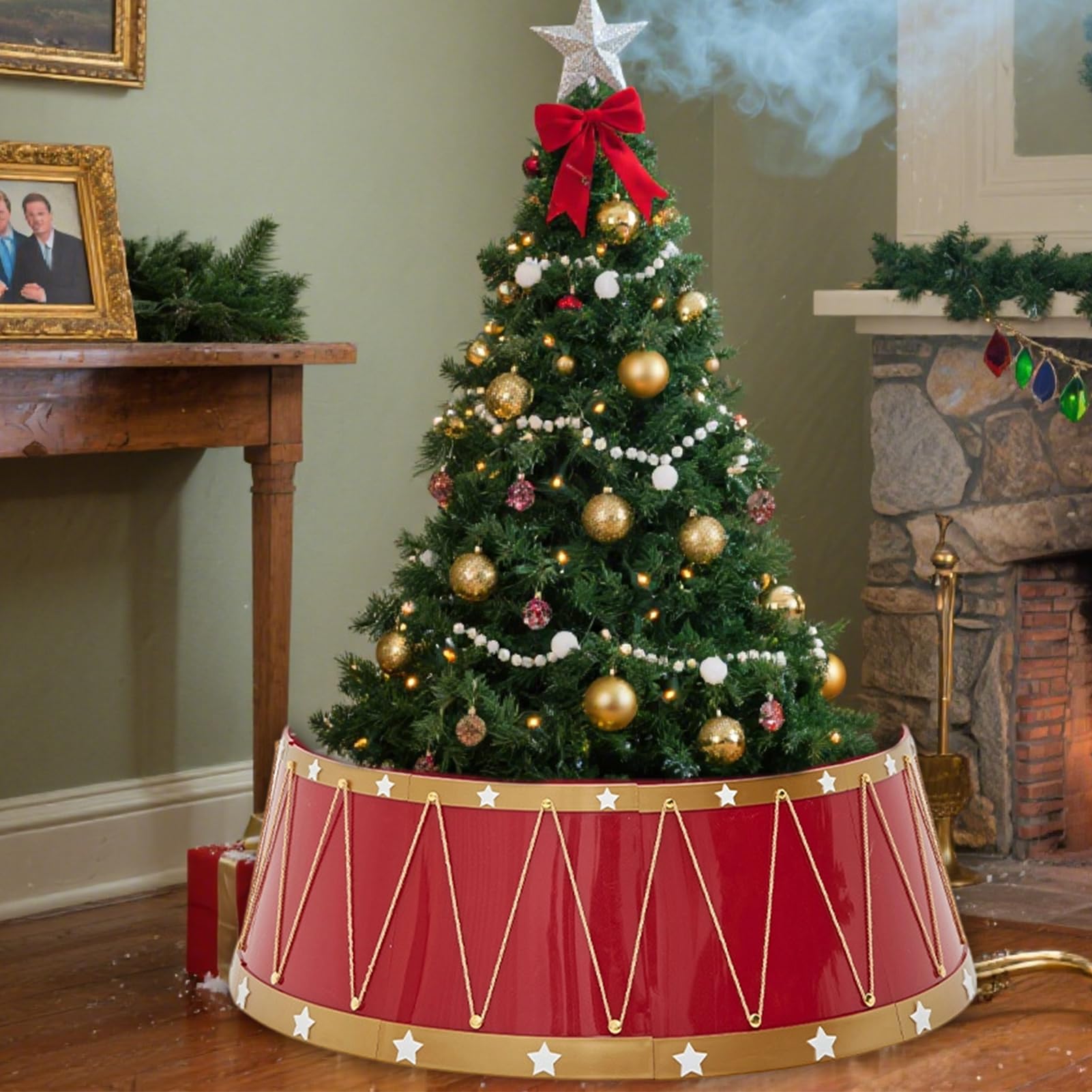 Copertura per Base 'Albero di Natale Cerchio Decorativo da 65cm per Albero | Accessorio per Interni Ingresso Soggiorno Ufficio Esterno Invernale
