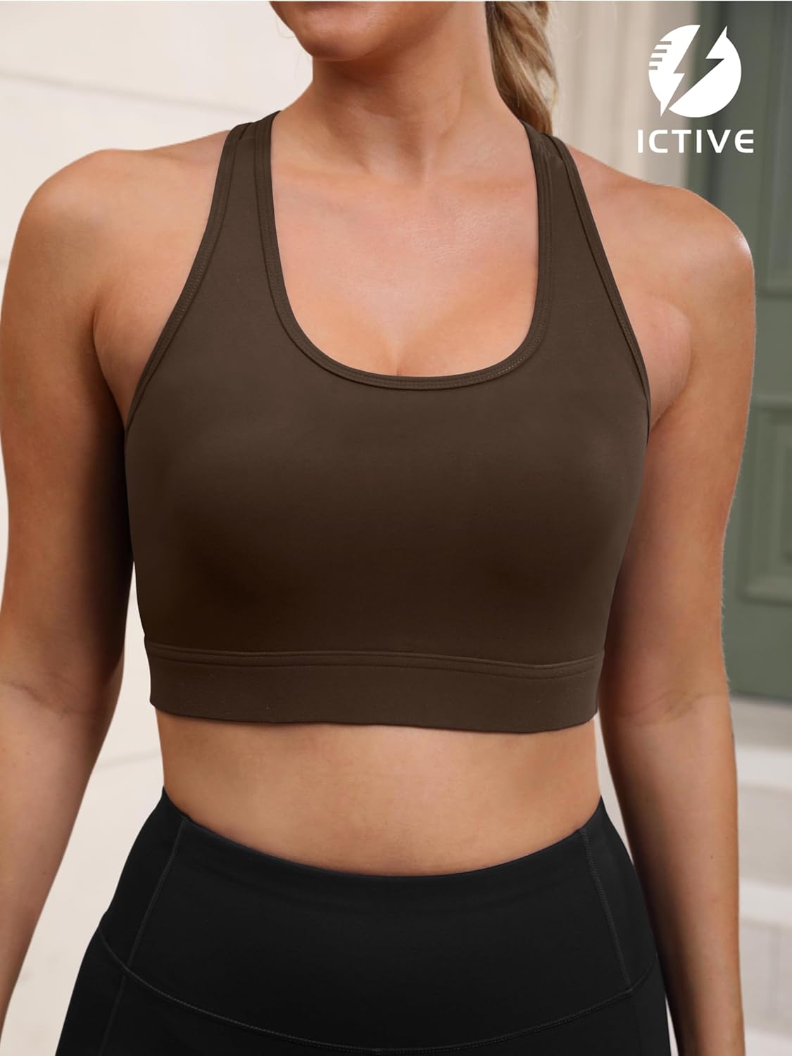 Fihapyli ICTIVE Sports Bras for Women Wirefree Padded Racerback Mesh Back Workout Yoga Running Bra﻿ - Image 3