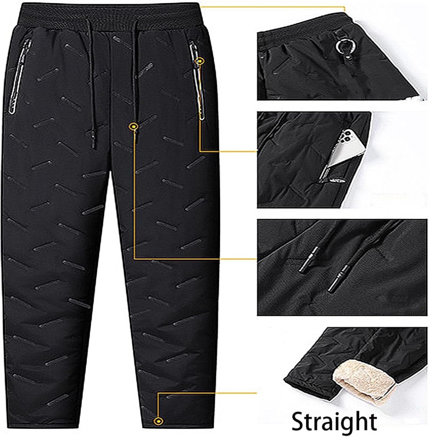 Waterproof & Windproof Thermal Pants, Unisex Fleece-Lined Waterproof Pants