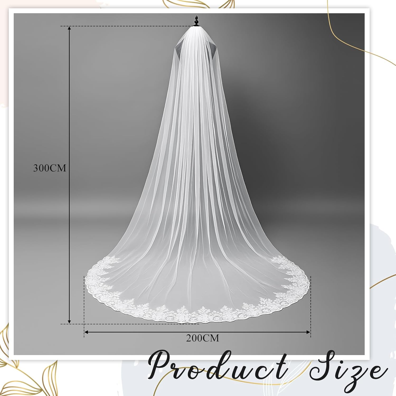 Chicingyou 118" Cathedral Plain Wedding Bridal Veil with Metal Comb Soft Chapel Length Wedding Bridal Veil