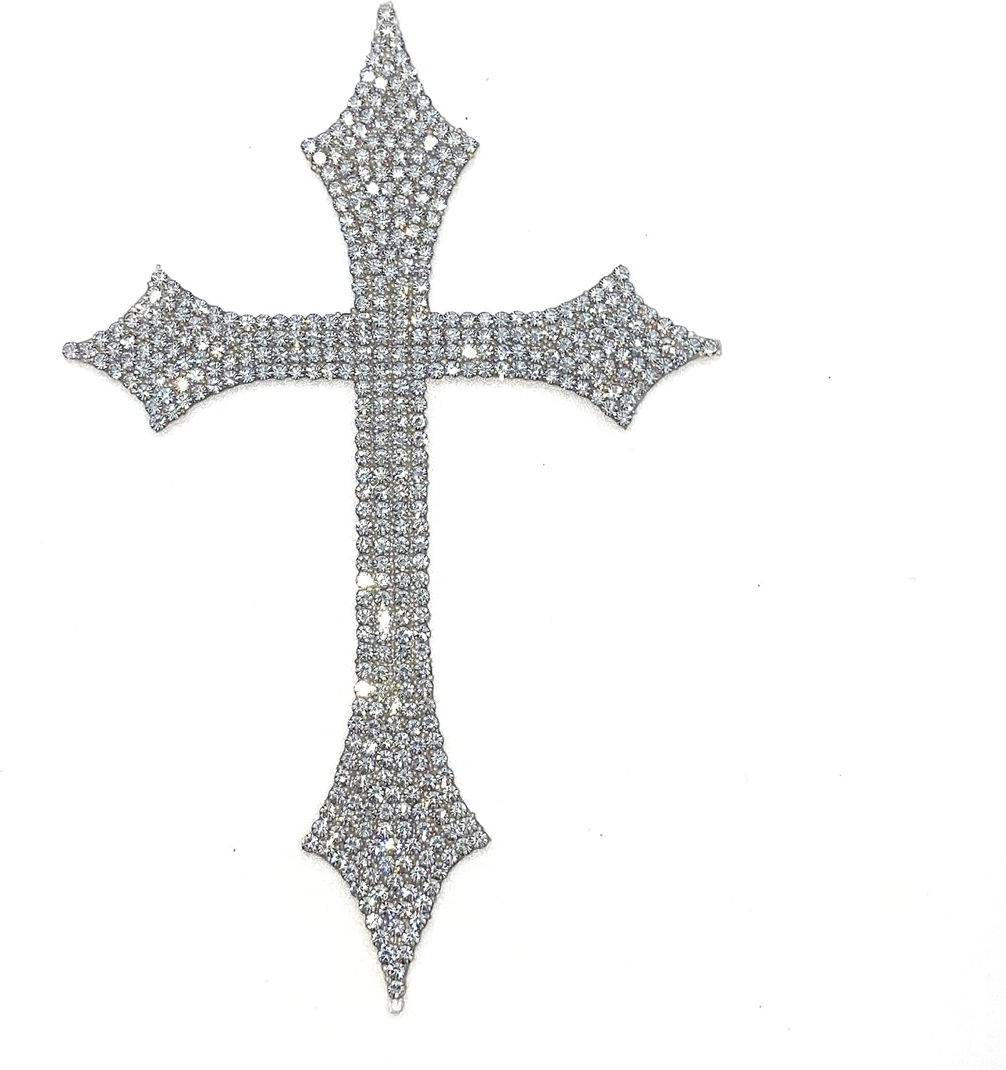 Silver Bling Cross Car Decal, Waterproof Sparkling Rhinestone Christian Faith Religious Sticker 5'' Height
