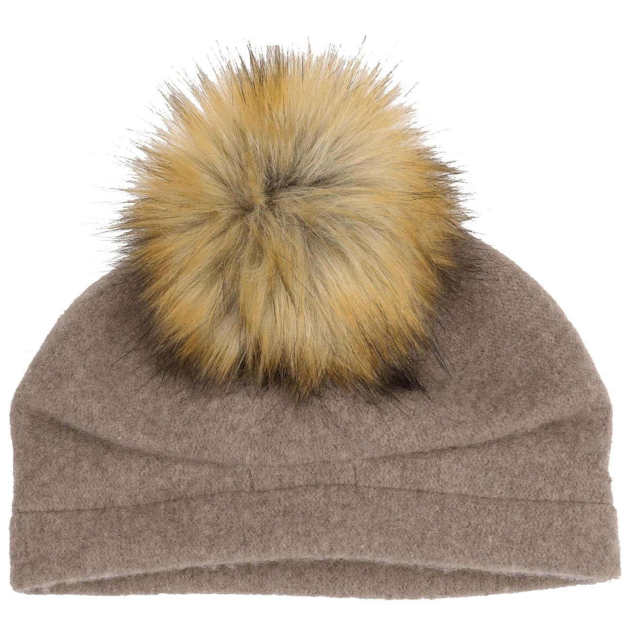 Seeberger Berretto Lana Follata Tamisa Pompon Beanie Taglia Unica - Beige Scuro