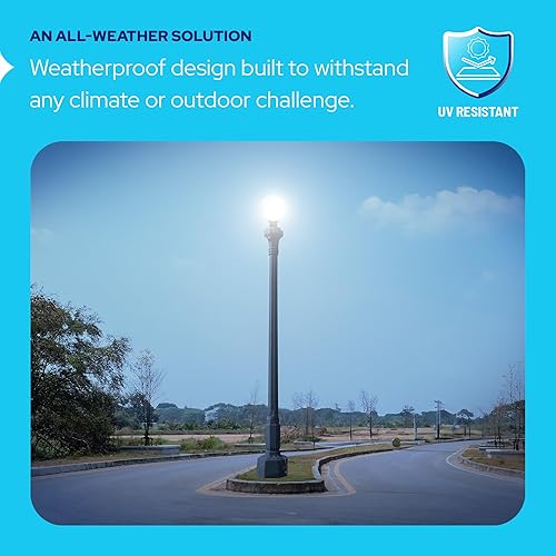 Miniatura 5 de KastLite Combo de globo de poste de luz para exteriores de 12 pulgadas, se adapta a postes de 3 pulgadas, cubierta de lámpara acrílica ahumada,