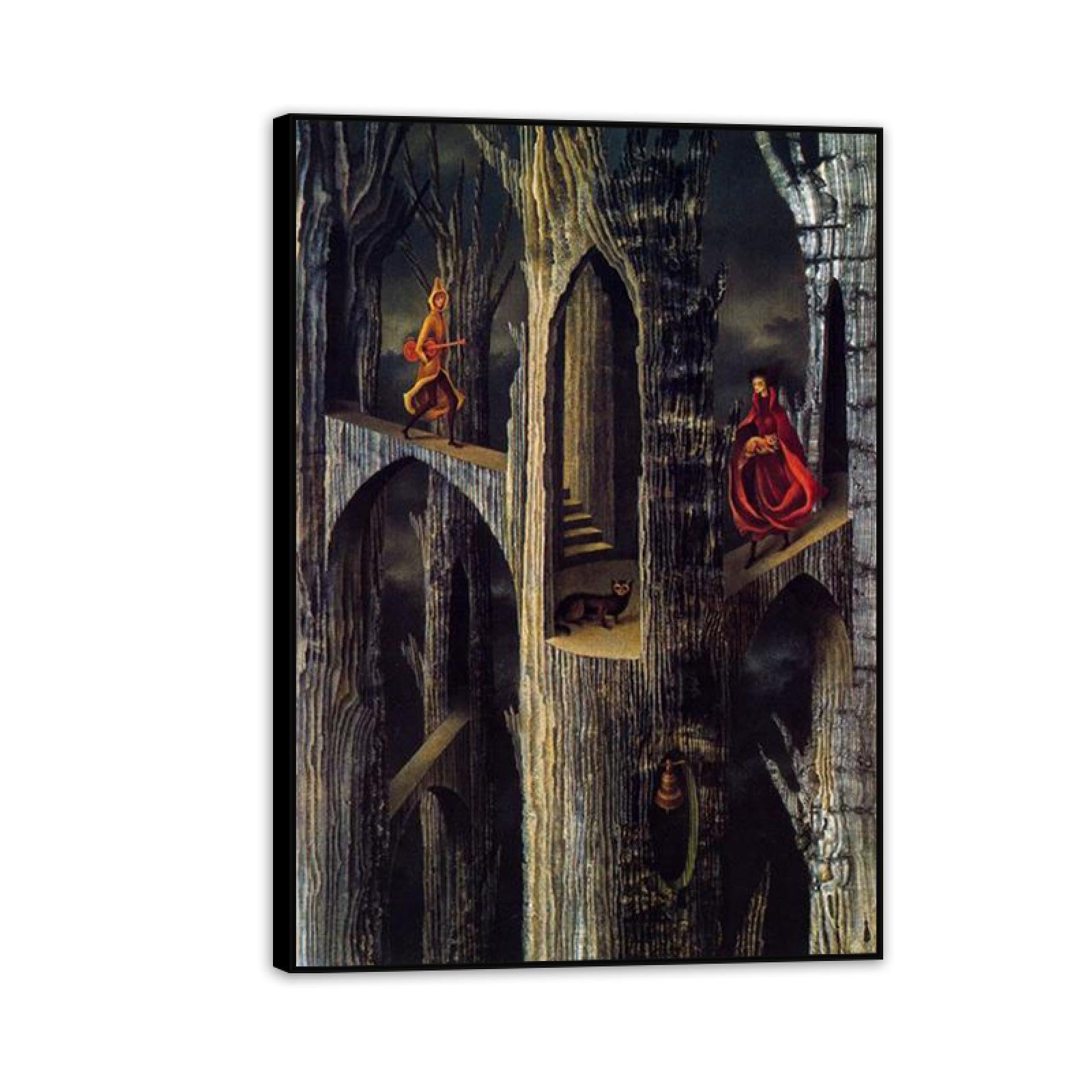 MYCGGDGH Remedios Varo Canvas Wall Art Reproductions of Famous Paintings Plant architecture Surrealist Canvas Painting Wall Decor for Living Room Bedroom Home Decor 85x60cm(33x24in) Black Framed