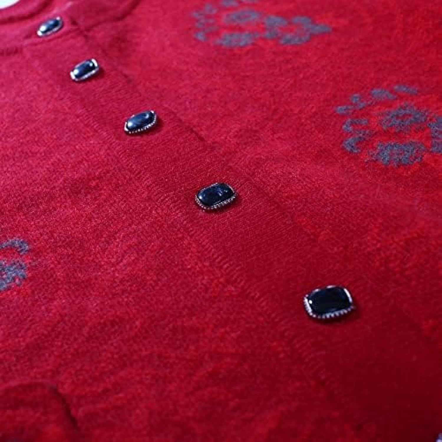 3 色ダブル言及女性のカーディガンカシミヤセーター小さなスタンドカラー中年および高齢者の厚いセーター女性の冬のスタイル,赤,3XL