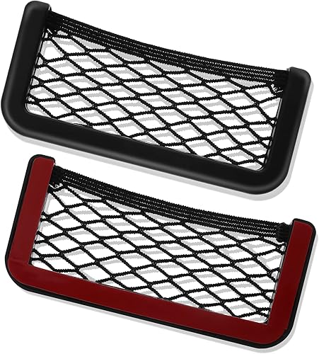 Frienda 2 unidades de marco de plástico ABS para almacenamiento de automóvil, bolsa de red de malla para teléfono, soporte de red de almacenamiento