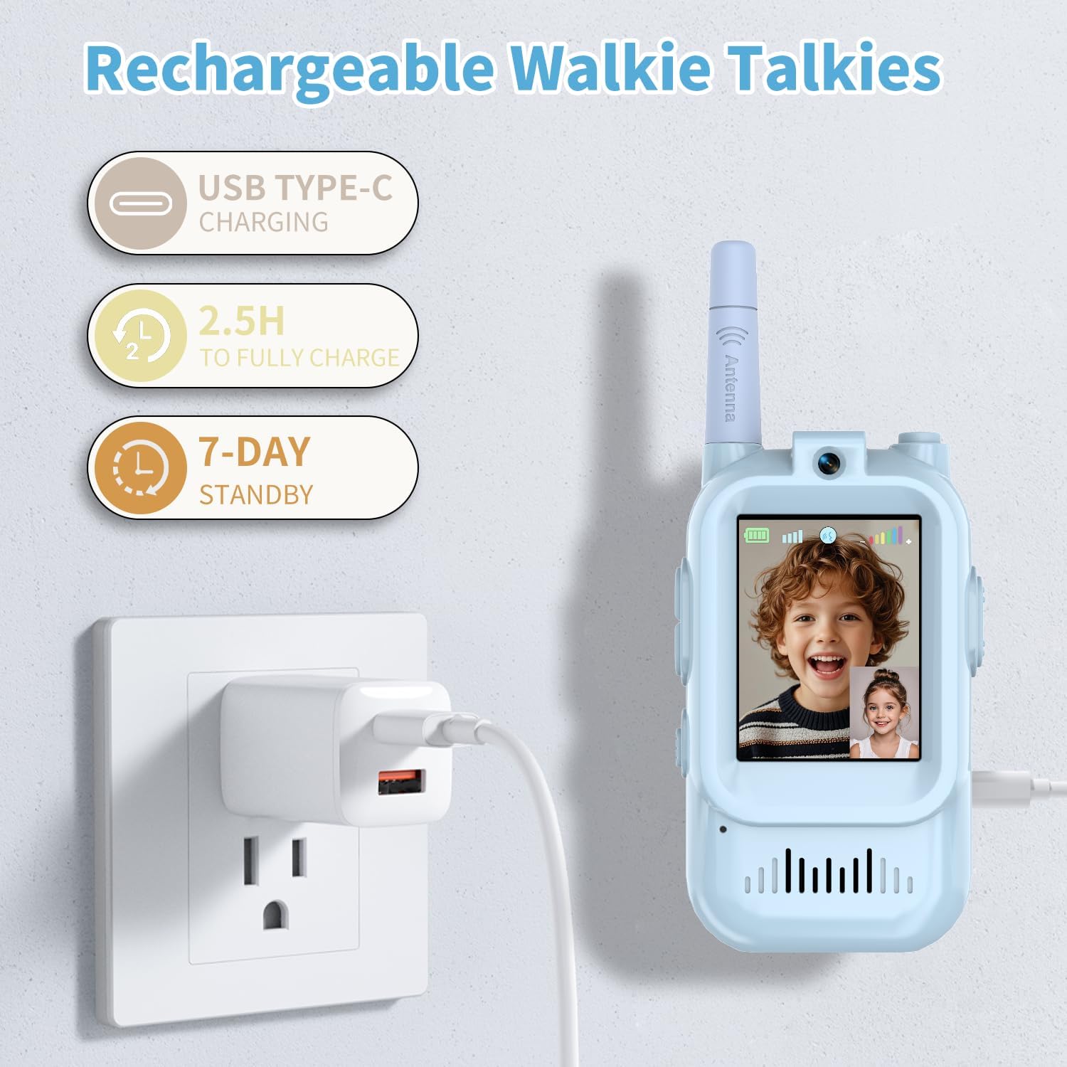 Video Walkie Talkies for Kids, 2 Pack Long Range Walkie Talkies with Camera & Voice Changer for Boys Girls Ages 3-12, Ideal for Family Games, Outside, Camping, Hiking,Christmas Birthday Gifts