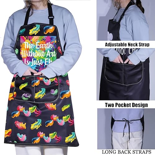 Miniatura 5 de PXTIDY Regalo para pintor de artista, The Earth Without Art Is Just Eh, delantal de artista de pintura con bolsillos para estudiantes amantes