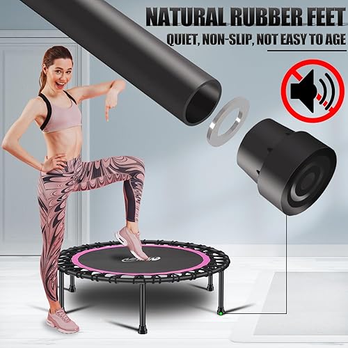 Miniatura 3 de Newan Mini trampolín silencioso de 40 a 48 pulgadas, trampolín de fitness, bungee rebote, entrenamiento cardiovascular, entrenamiento para adultos,