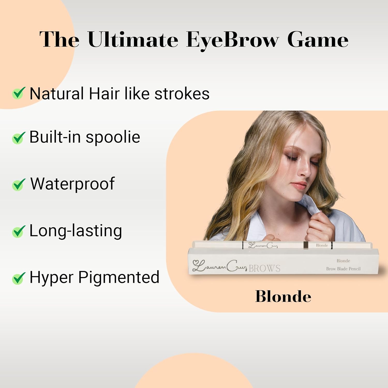 Eyebrow Pencil make Up for Women - Long-lasting and Waterproof Eyebrow Pencil by Lauren Cruz - Dual-Ended Eyebrow Pen with Micro-tip and Spoolie -Fuller Look Brow Pencil - Blonde - Image 7