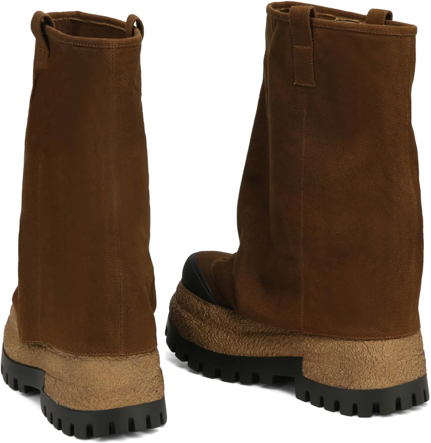 Women's Canvas Camouflage Boots Slouchy Foldover Platform Round Toe Western Pull-On Fashion Boots