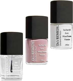 Dr’s Remedy 3 Pack Nail Polish Kit, Positively Perfect Pink Trio, All Natural Enriched Nail Strengthener Non Toxic and Organic - TOTAL 2-in-1, RESILIENT Rose, CLASSIC Cloud