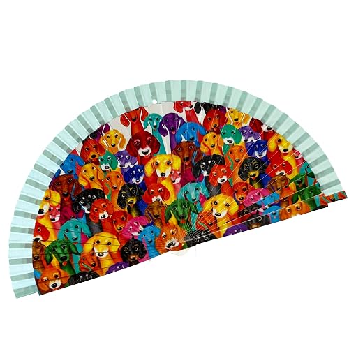 Pla Pla Pla Abanicos originales de estampado de perros. Abanicos de madera y tela decorada. Abanicos baratos…